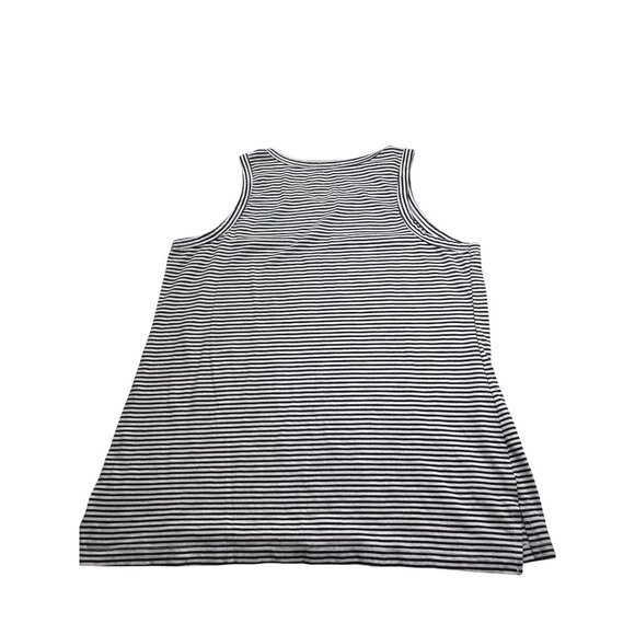 Sonoma Womens Striped Tank Top Size L Black White Round Neck - Picture 2 of 4